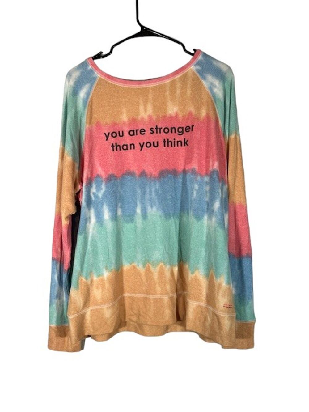 Ali & Mally Multicolor Tie Dye Long Sleeve Pullover Tee Rainbow Print Women LG